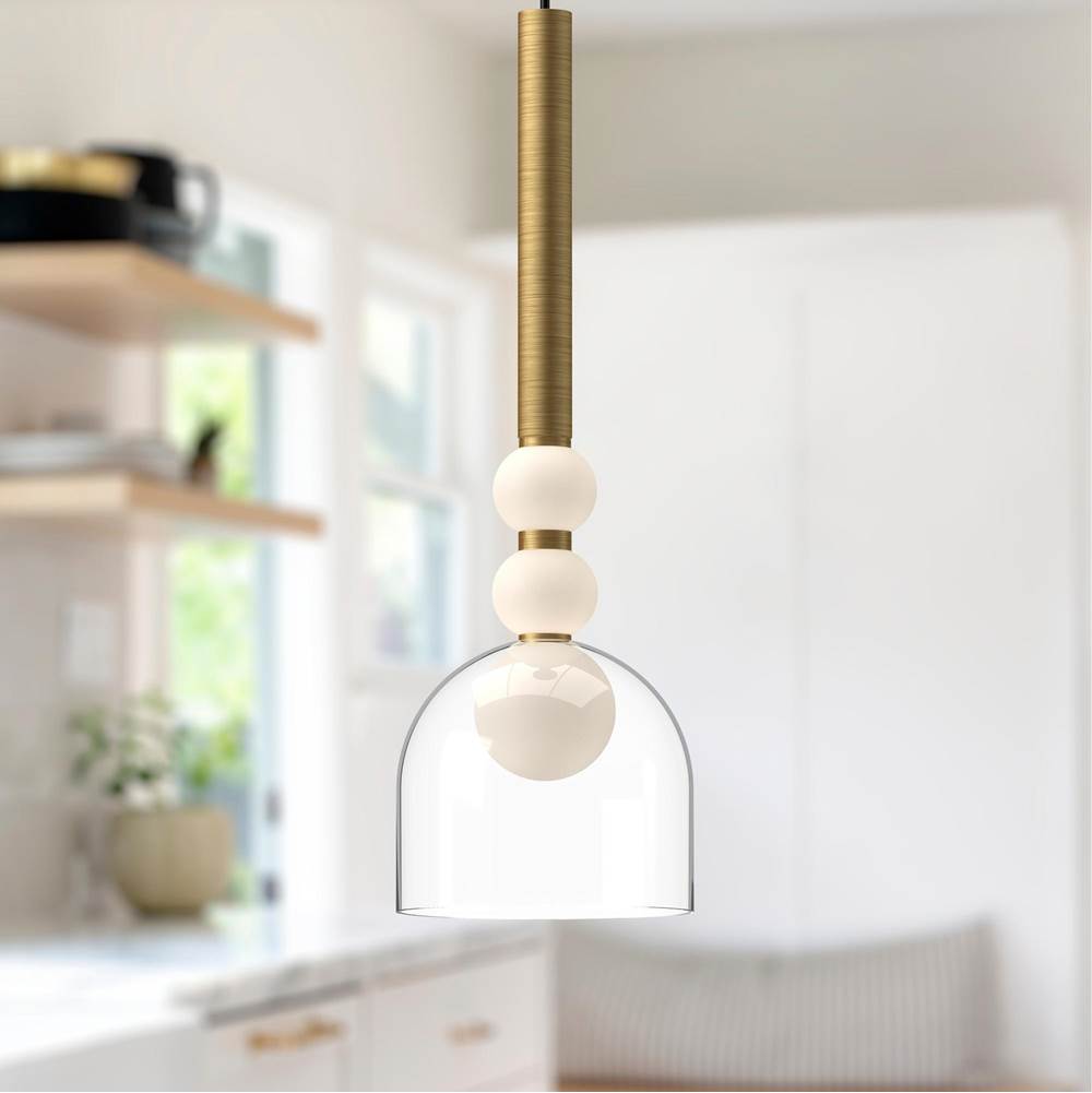 Kuzco Rise 6-in Brushed Gold/clear Led Pendant