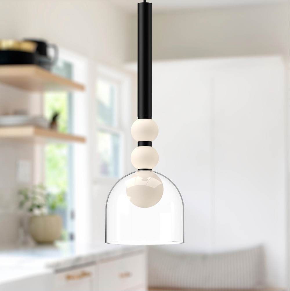 Kuzco Rise 6-in Brushed Gold/clear Led Pendant