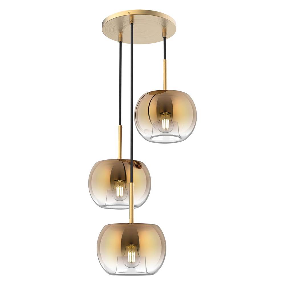Kuzco Samar 14-in Brushed Gold/copper 3 Lights Chandeliers