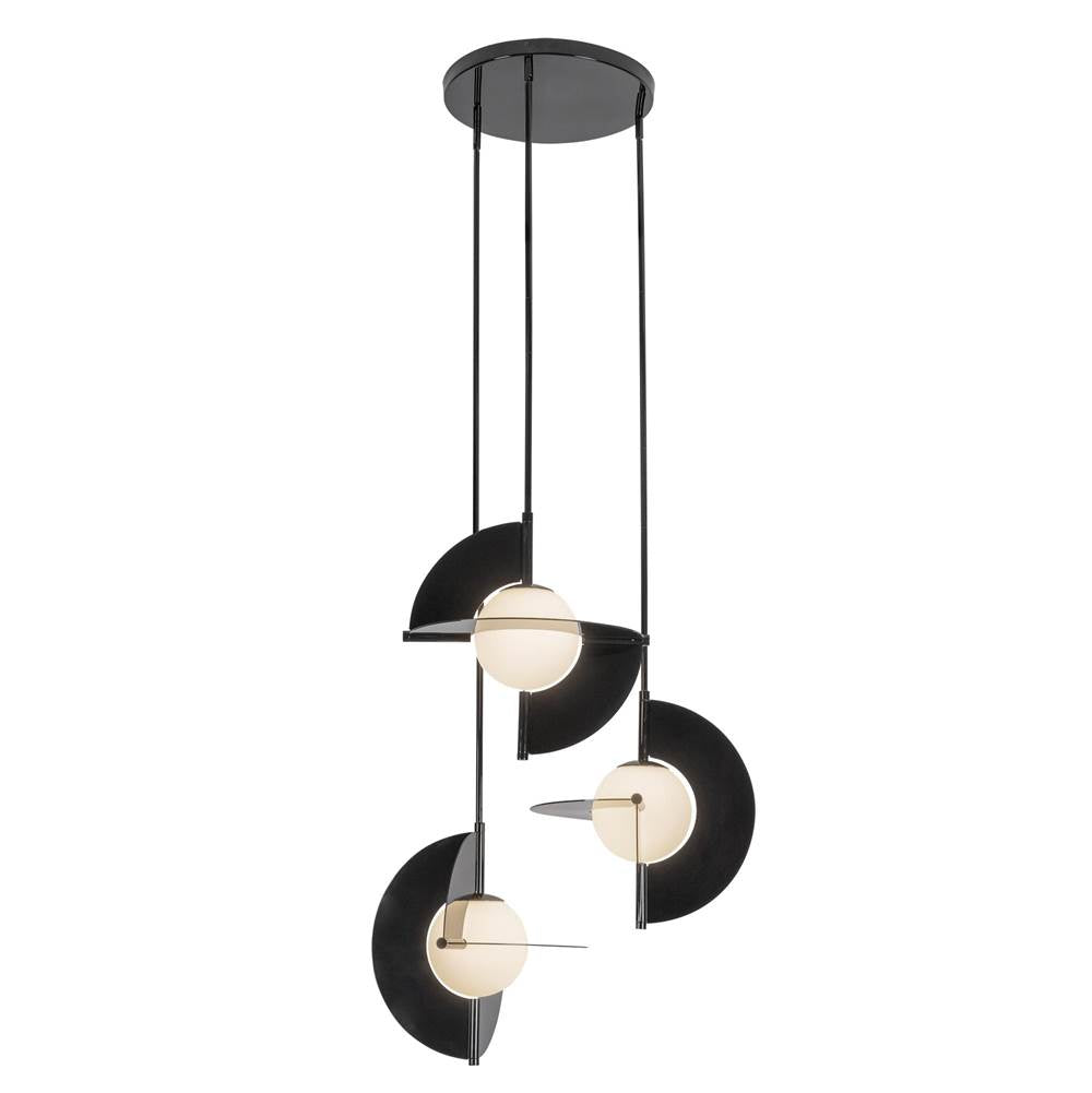 Kuzco CH65127-GBK/OP-UNV Glossy Black,Opal Glass Scorpio 27-in Glossy Black/opal Glass Led Chandelier Image 1