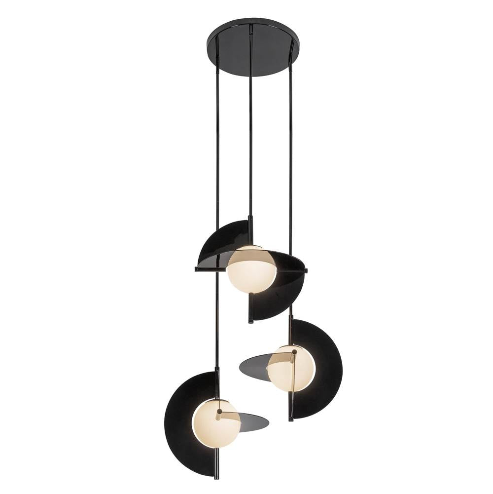 Kuzco Scorpio 27-in Glossy Black/opal Glass Led Chandelier