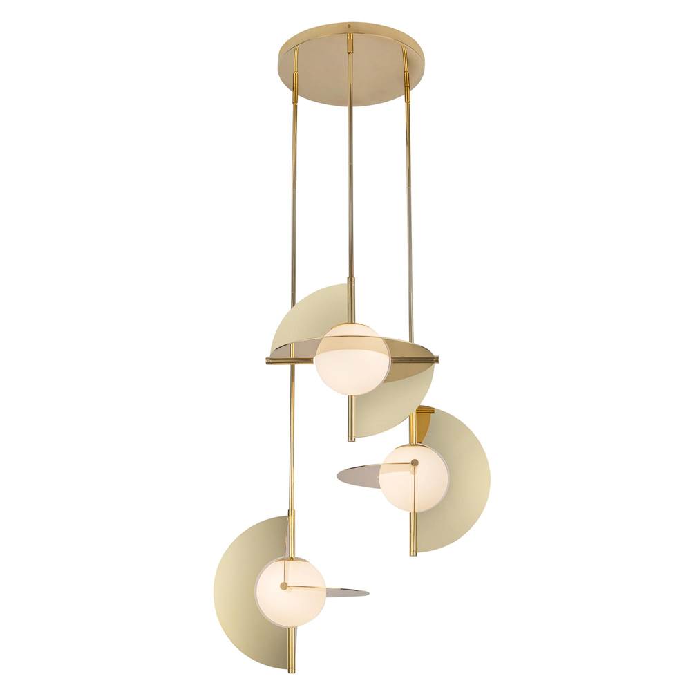 Kuzco Scorpio 27-in Glossy Black/opal Glass Led Chandelier