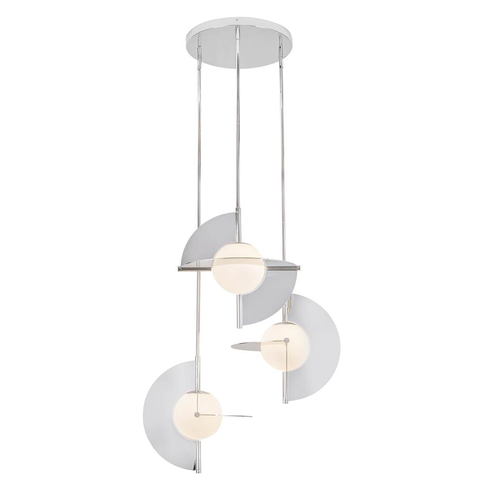 Kuzco Scorpio 27-in Glossy Black/opal Glass Led Chandelier