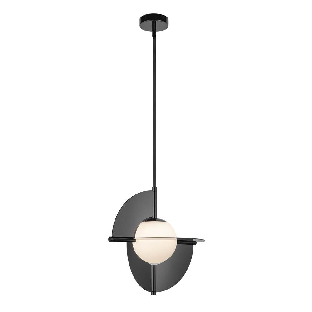 Kuzco Scorpio 16-in Glossy Black/opal Glass Led Pendant
