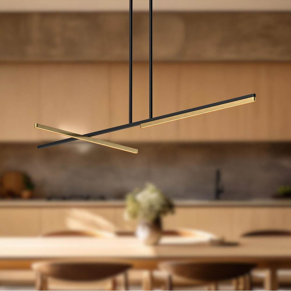 Kuzco Shift 48-in Brushed Gold Led Linear Pendant
