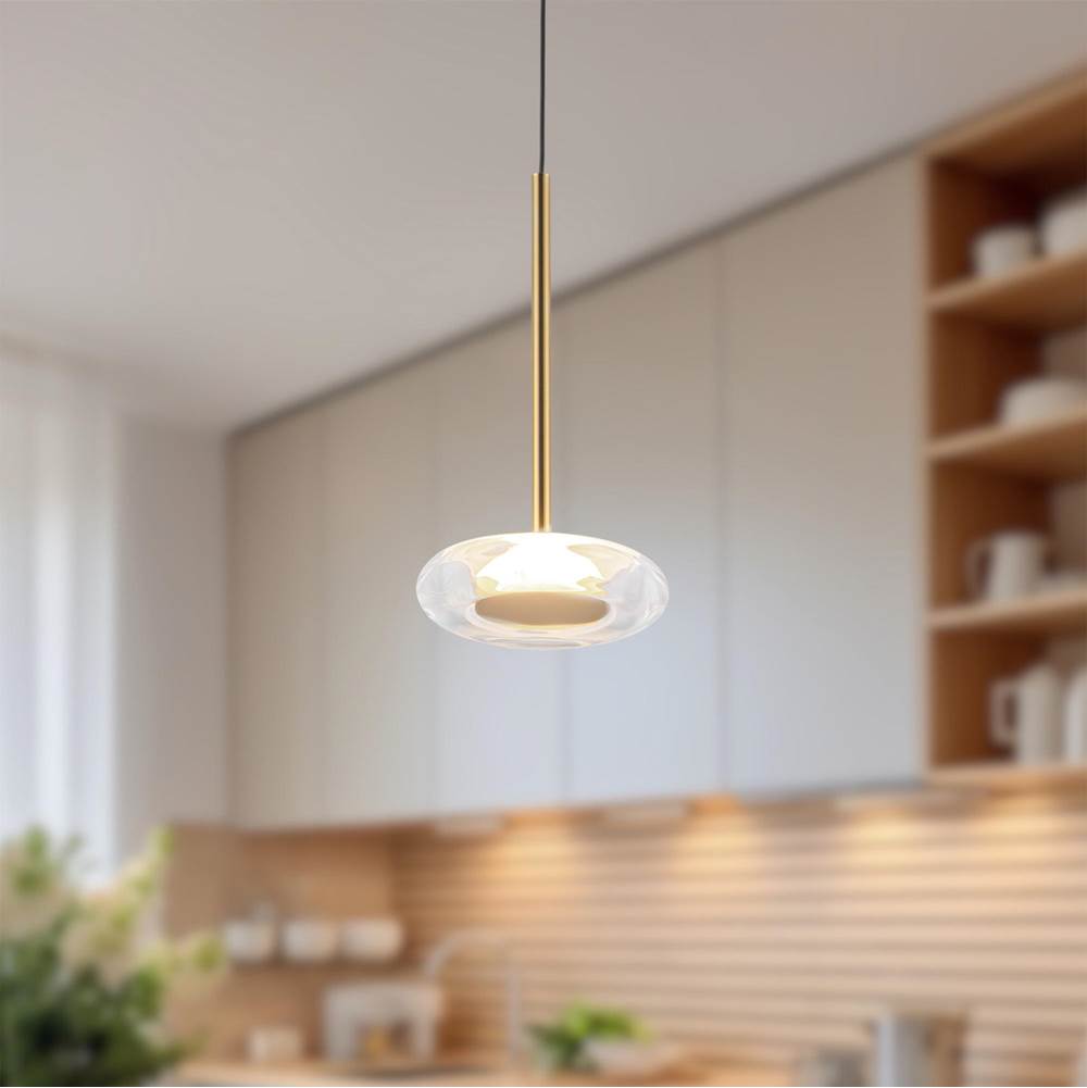 Kuzco PD97204-MRB/CL Metallic Brass,Clear Glass Stephord 4-in Metallic Brass/clear Glass Led Pendant Image 2