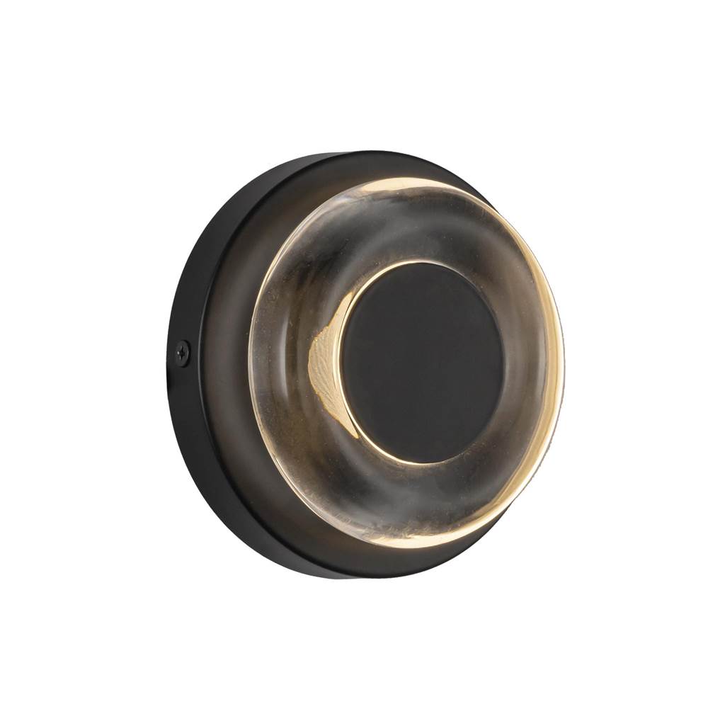 Kuzco WS97204-BK/CL Black,Clear Glass Stephord 4-in Black/clear Glass Led Wall Sconce Image 1