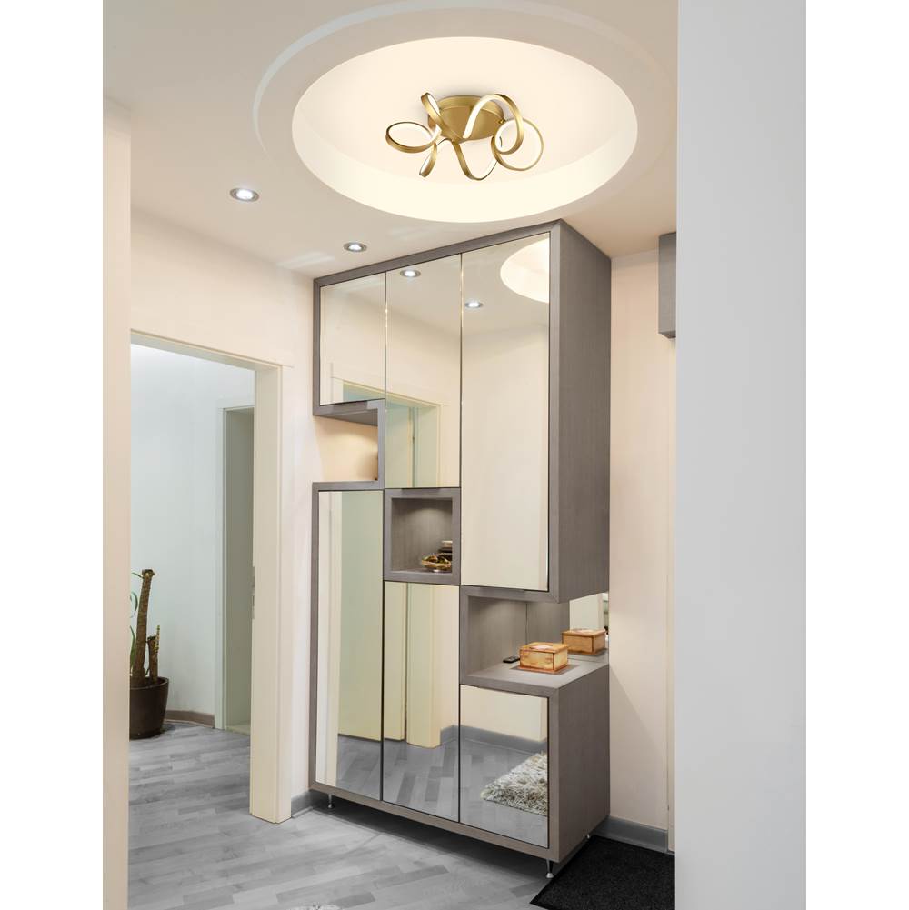 Kuzco Synergy 20-in Antique Brass Led Flush Mount