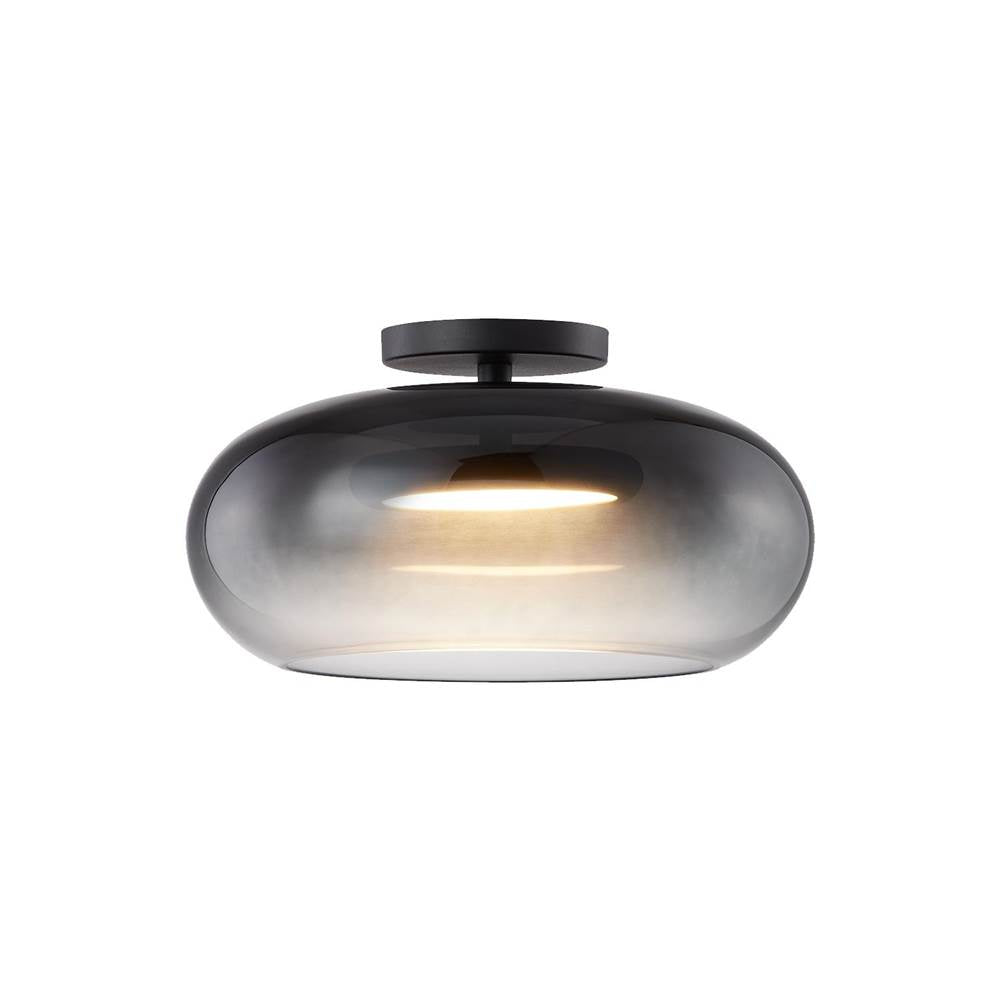 Kuzco Trinity 14-in Black/chrome Led Semi Flush Mount