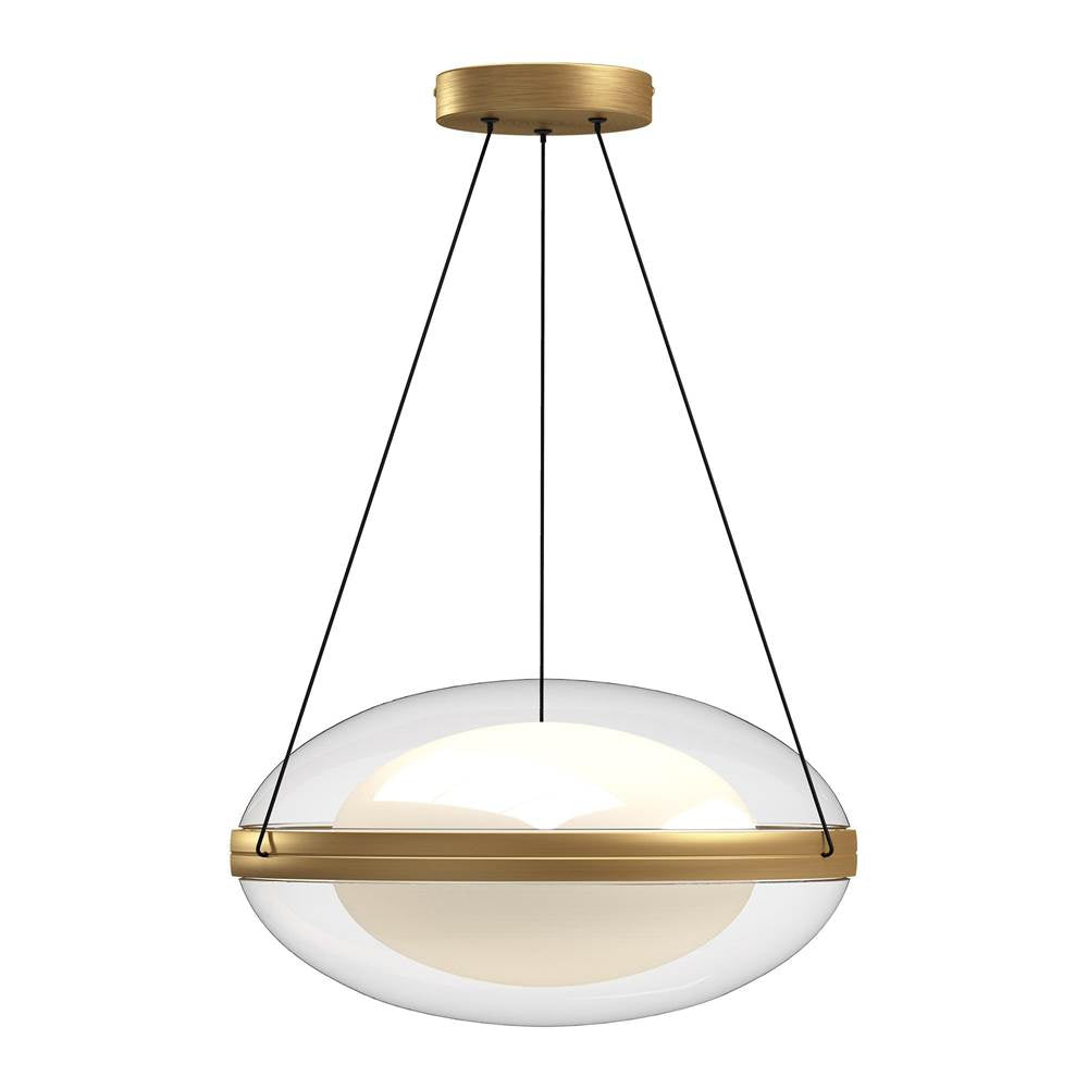 Kuzco Virgo 16-in Brushed Gold/opal Glass Led Pendant