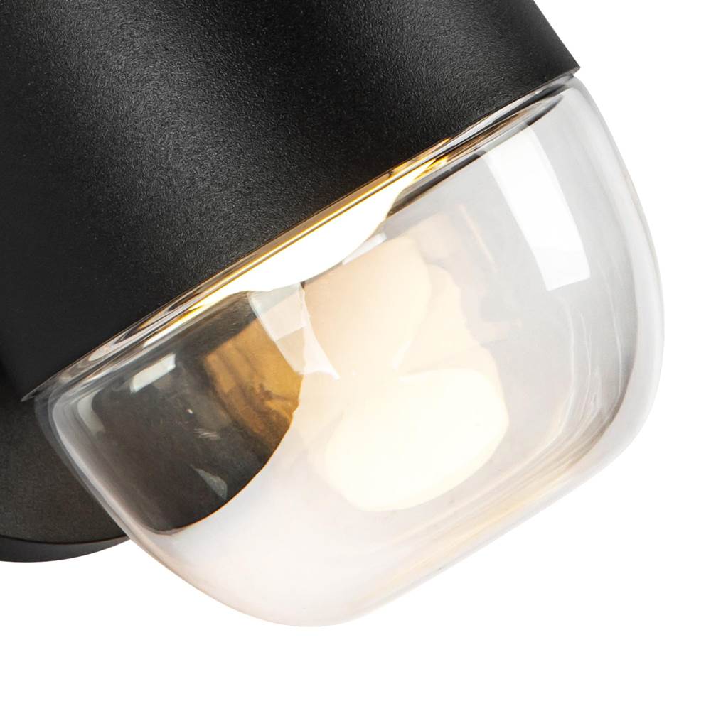 Kuzco EW38504-BK/CL Black,Clear Glass Yara 4-in Black/clear Glass Led Exterior Wall Image 3