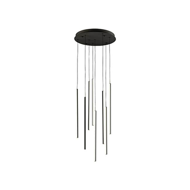 Kuzco Chute 8 Head Black Led Multi Pendant