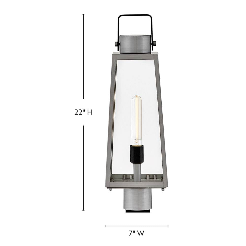 Lark 82001AL Antique Brushed Aluminum Large Post Mount Lantern Image 1
