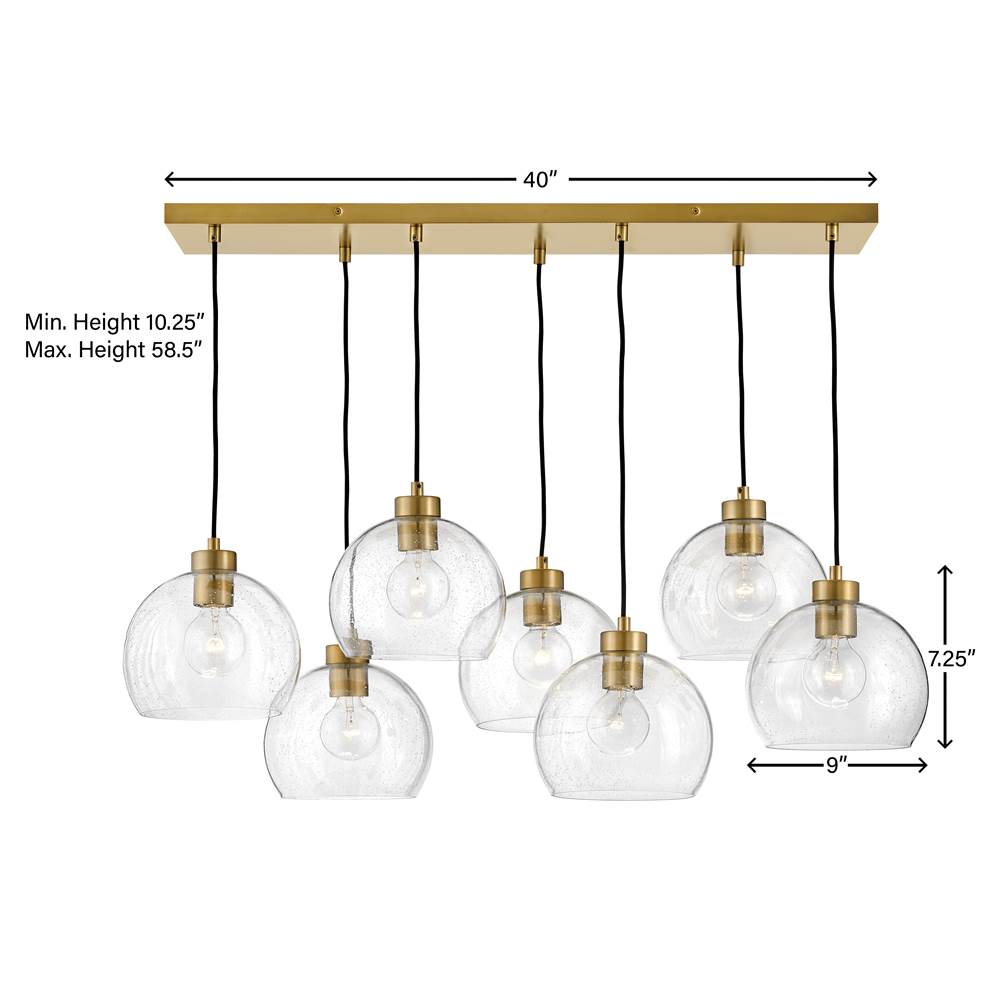 Lark 83016LCB Lacquered Brass Seven Light Linear Image 3