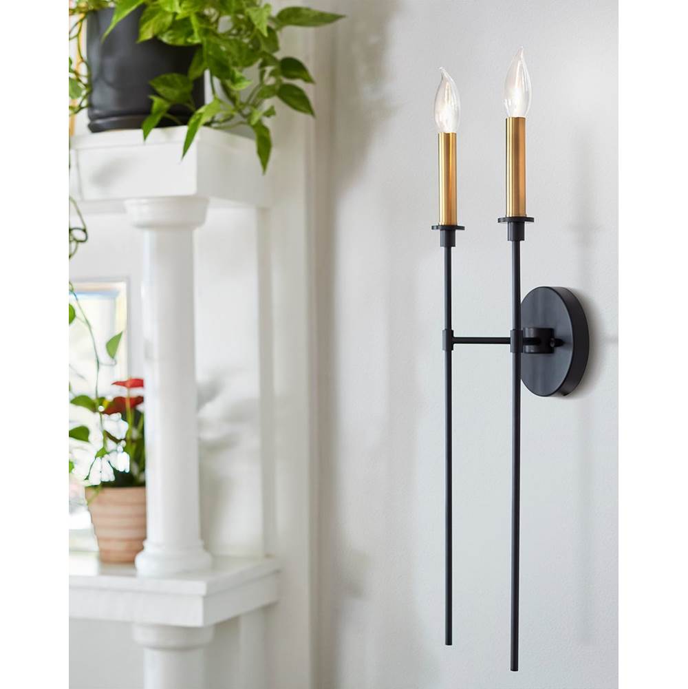 Lark 83072BK Black Two Light Tall Sconce Image 6