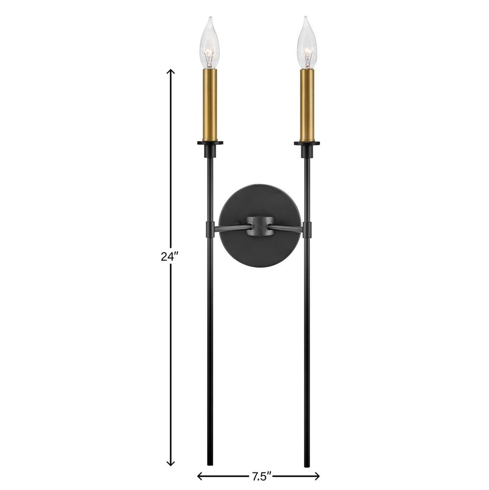 Lark 83072BK Black Two Light Tall Sconce Image 2