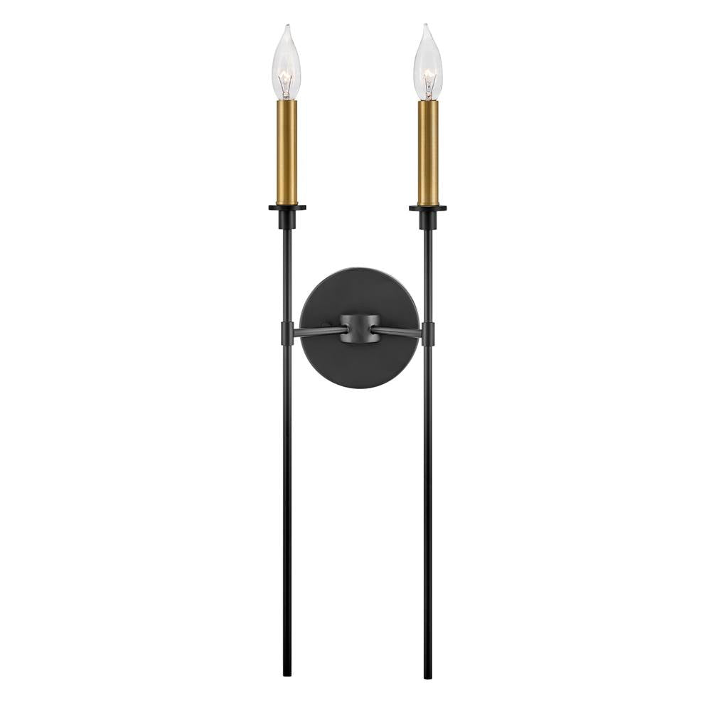 Lark 83072BK Black Two Light Tall Sconce Image 1
