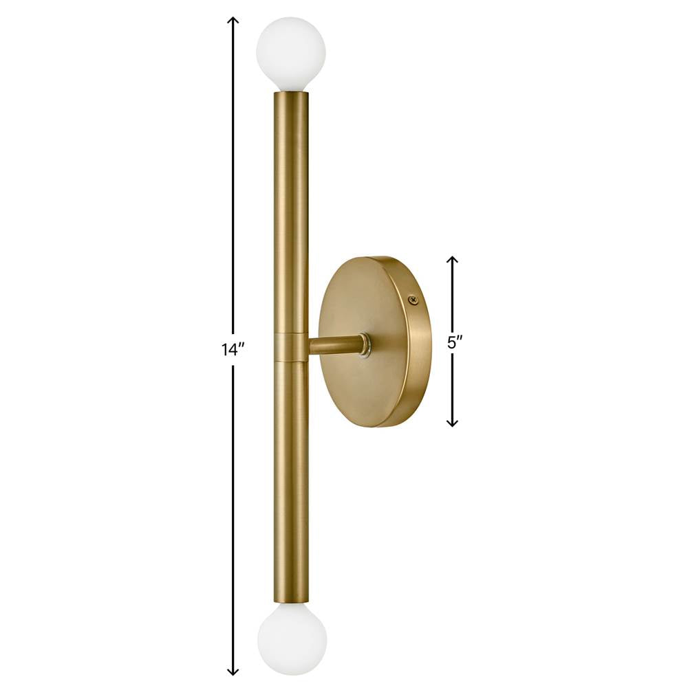 Lark 83192LCB Lacquered Brass Two Light Tall Sconce Image 2