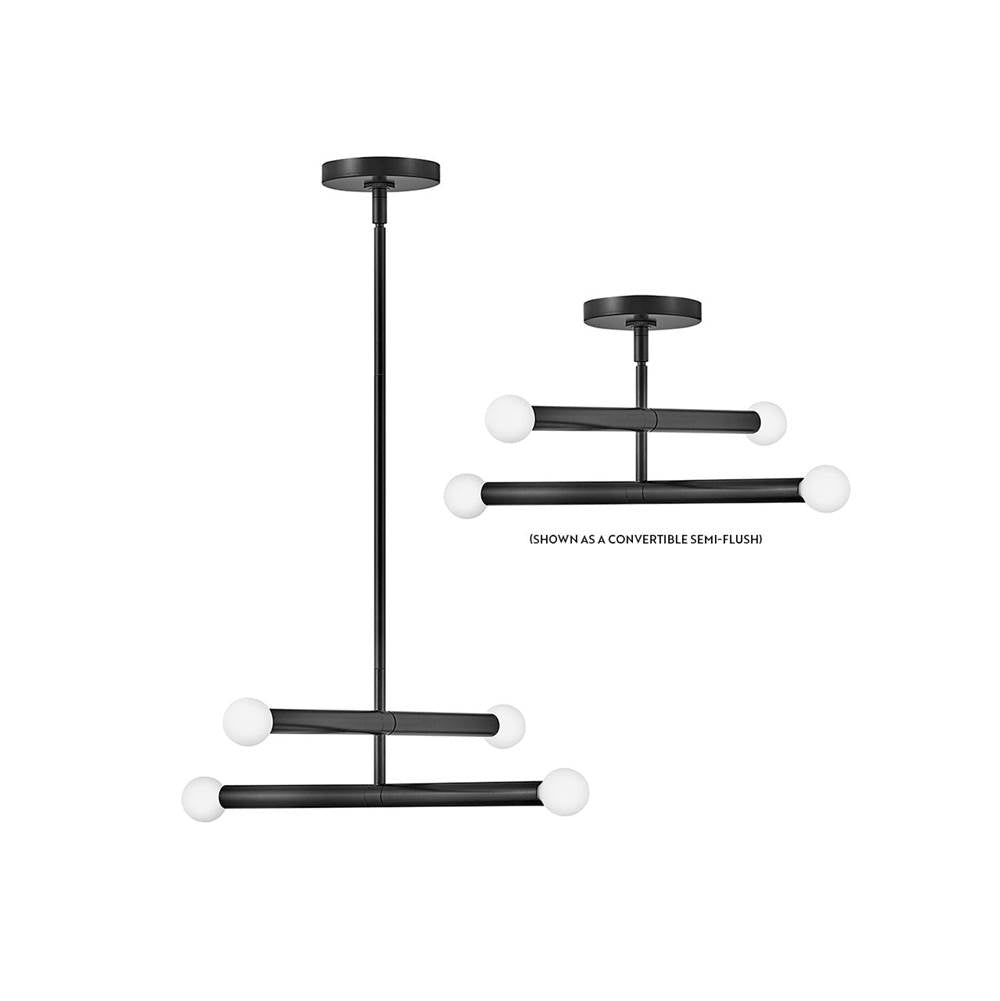 Lark 83194BK Black Four Light Convertible Pendant Image 1