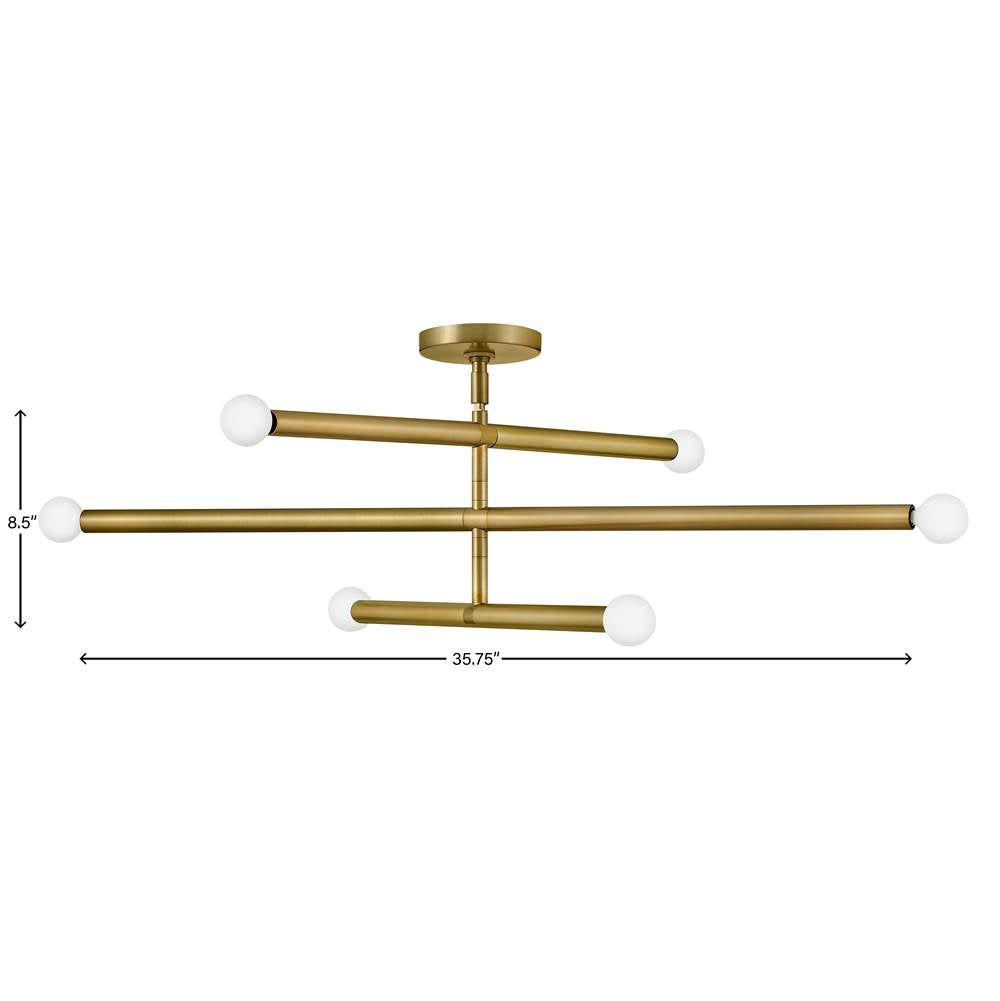 Lark 83195LCB Lacquered Brass Six Light Convertible Mobile Multi Tier Image 2