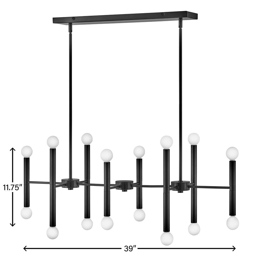 Lark 83196BK Black Sixteen Light Linear Image 4