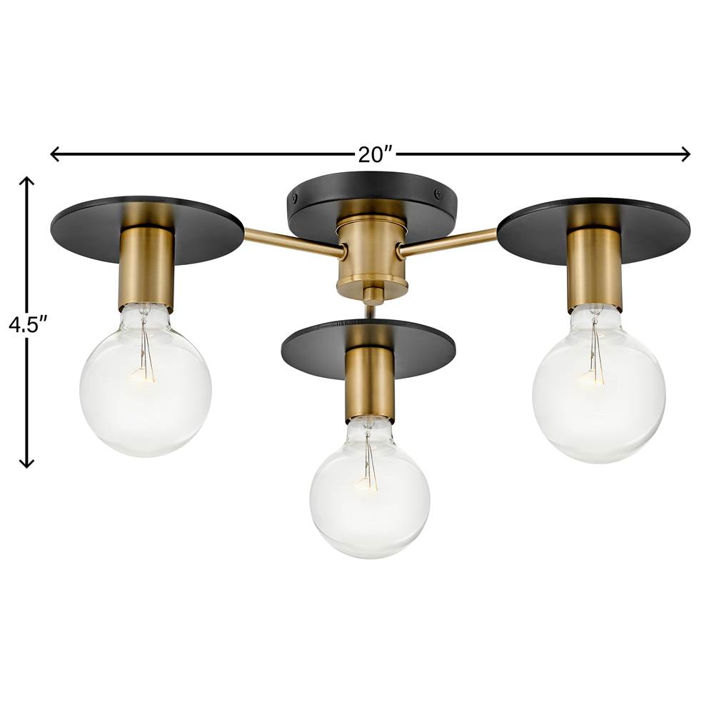 Lark 83203LCB Lacquered Brass Three Light Semi-flush Mount Image 2