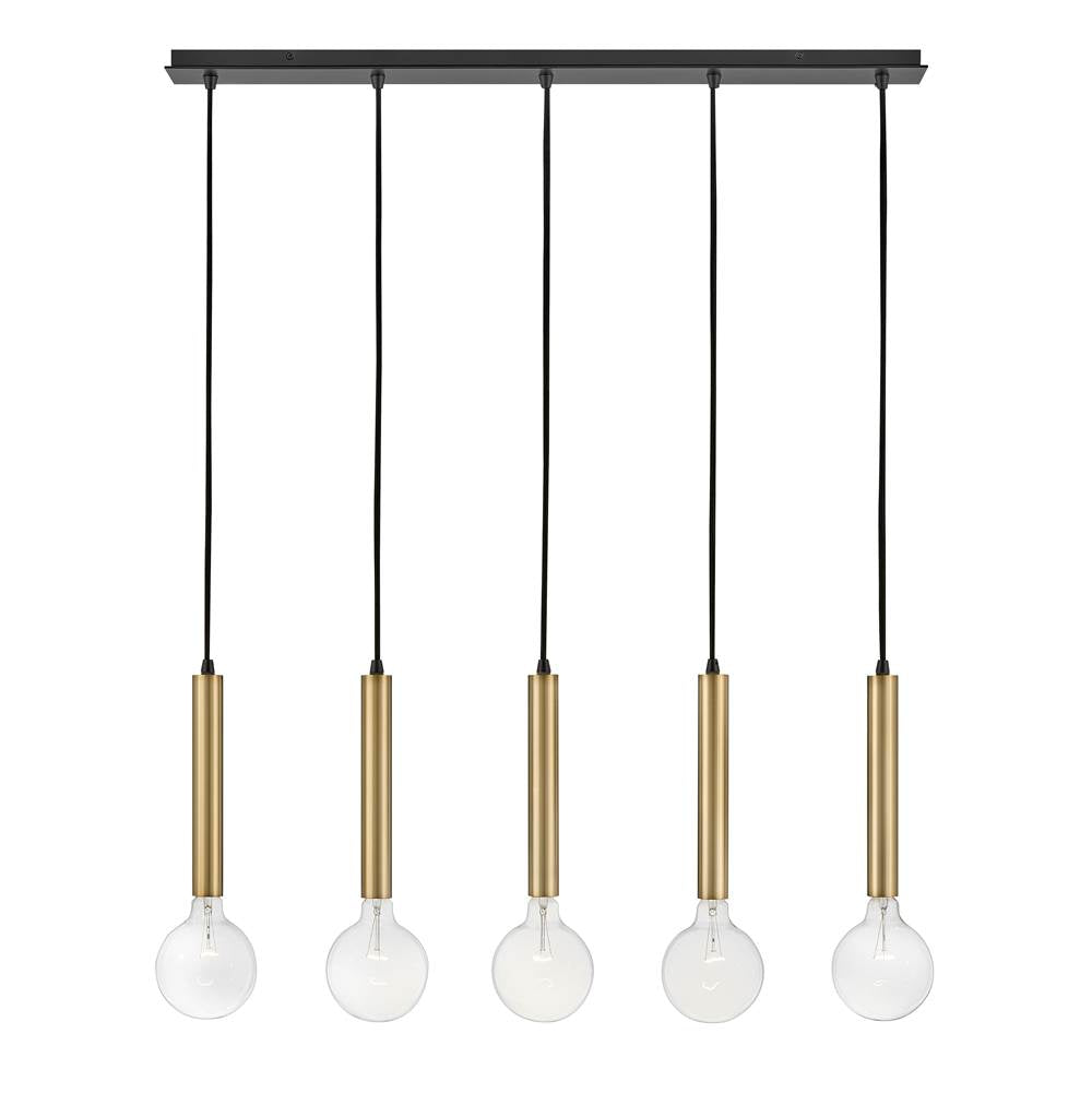 Lark 83206LCB Lacquered Brass Five Light Linear Image 6