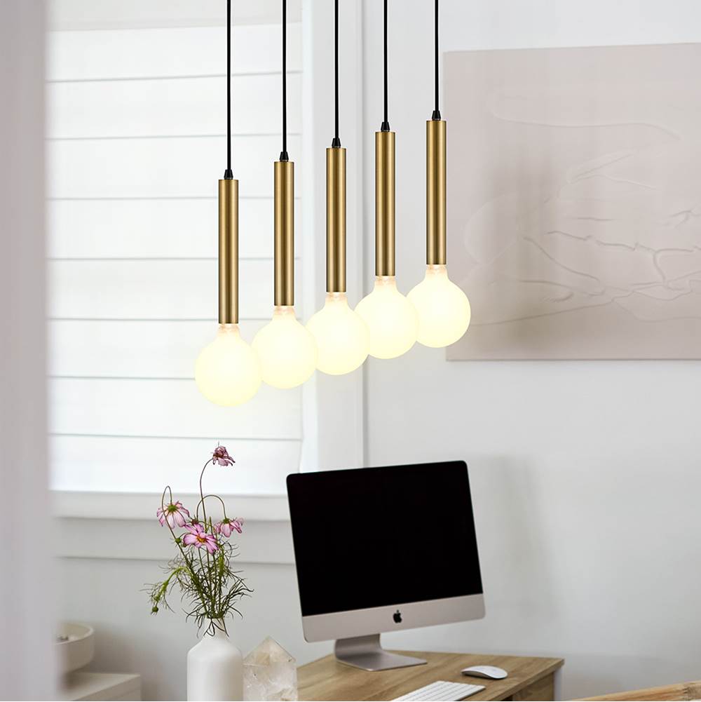 Lark 83206LCB Lacquered Brass Five Light Linear Image 3