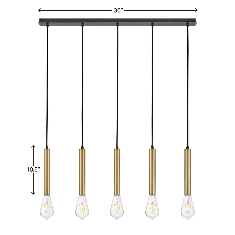 Lark 83206LCB Lacquered Brass Five Light Linear Image 2