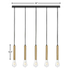 Lark 83206LCB Lacquered Brass Five Light Linear Image 2
