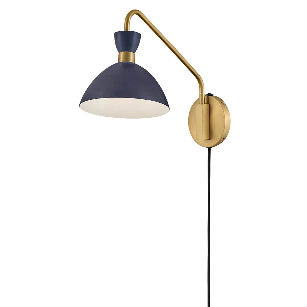 Lark 83250MV-HB Matte Navy,Heritage Brass Single Light Plug-in Sconce Image 8