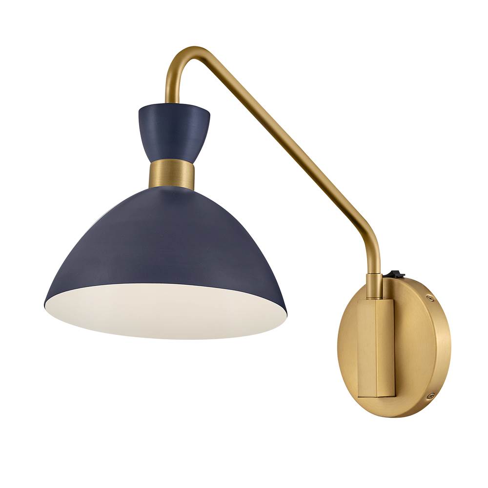 Lark 83250MV-HB Matte Navy,Heritage Brass Single Light Plug-in Sconce Image 7