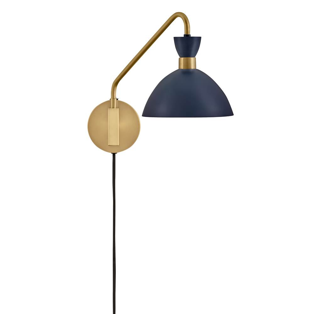 Lark 83250MV-HB Matte Navy,Heritage Brass Single Light Plug-in Sconce Image 6