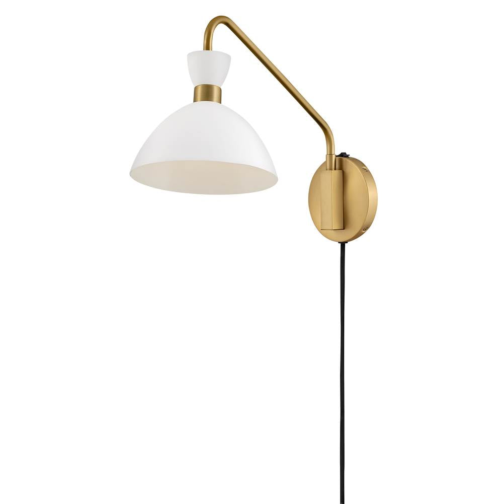 Lark 83250MW-HB Matte White,Heritage Brass Single Light Plug-in Sconce Image 8