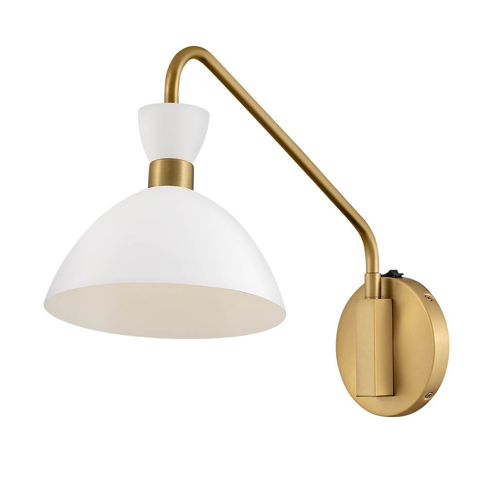 Lark 83250MW-HB Matte White,Heritage Brass Single Light Plug-in Sconce Image 7