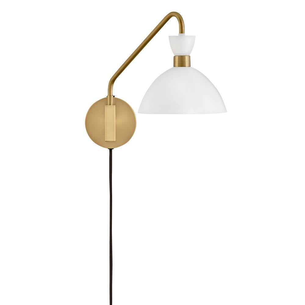 Lark 83250MW-HB Matte White,Heritage Brass Single Light Plug-in Sconce Image 6