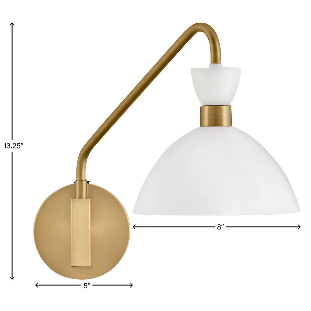 Lark 83250MW-HB Matte White,Heritage Brass Single Light Plug-in Sconce Image 2