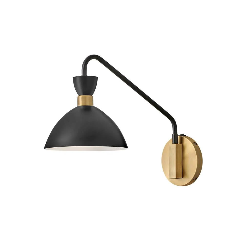 Lark 83250BK-HB Black,Heritage Brass Single Light Plug-in Sconce Image 1
