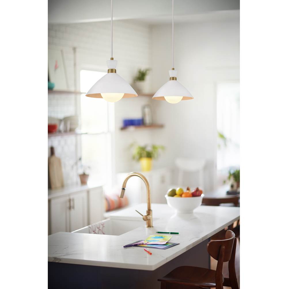 Lark 83257MW-HB Matte White,Heritage Brass Single Light Pendant Image 8