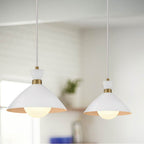 Lark 83257MW-HB Matte White,Heritage Brass Single Light Pendant Image 7