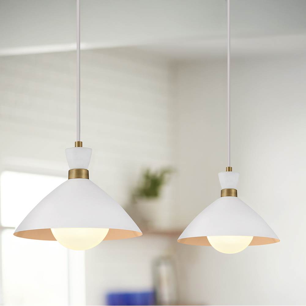 Lark 83257MW-HB Matte White,Heritage Brass Single Light Pendant Image 7