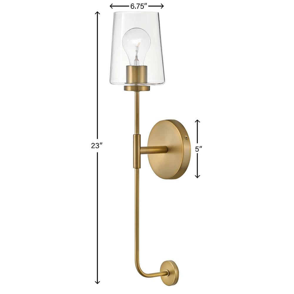Lark 83450LCB Lacquered Brass Single Light Tall Sconce Image 3