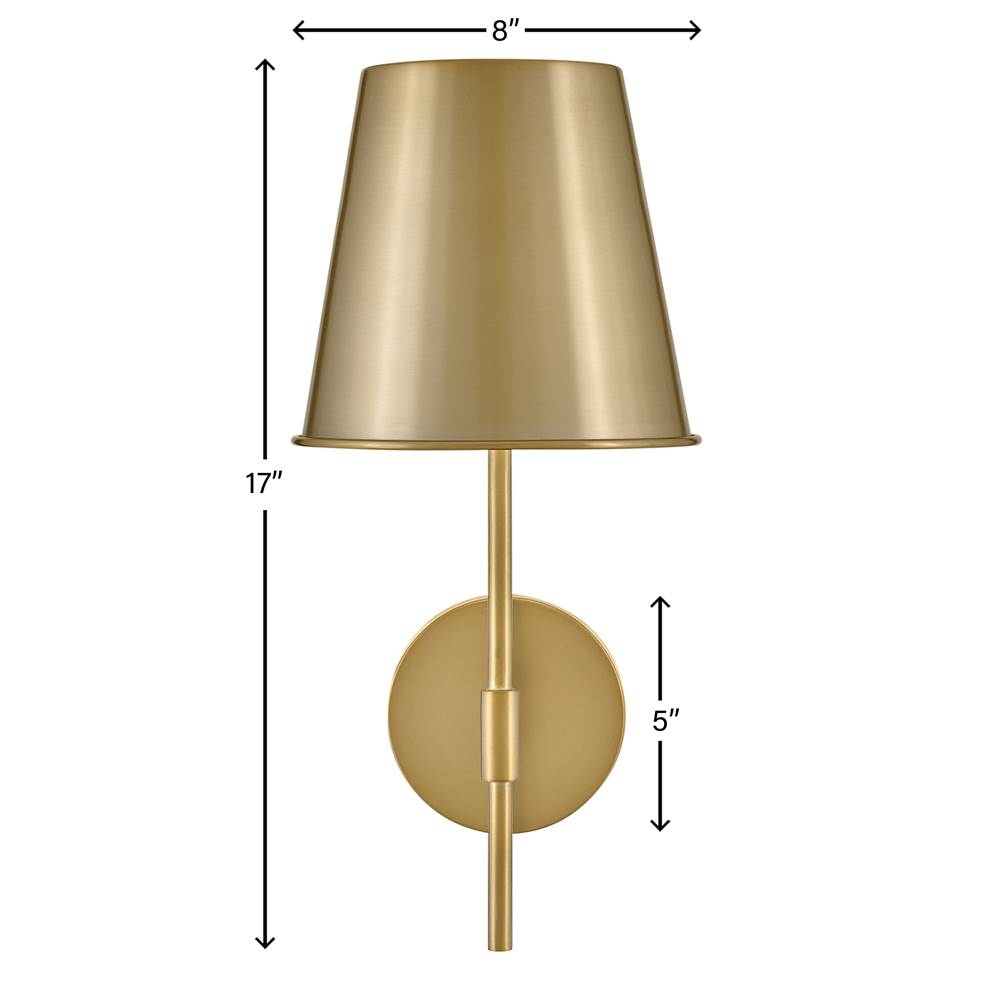 Lark 83520LCB Lacquered Brass Single Light Sconce Image 2