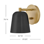 Lark 84460LCB-BK Lacquered Brass Small Single Light Plug-in Sconce Image 2