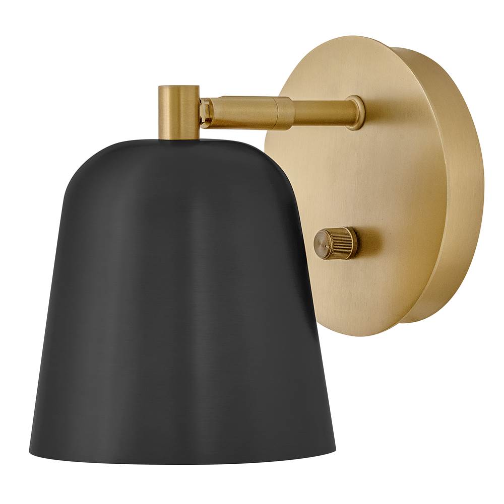 Lark 84460LCB-BK Lacquered Brass Small Single Light Plug-in Sconce Image 1