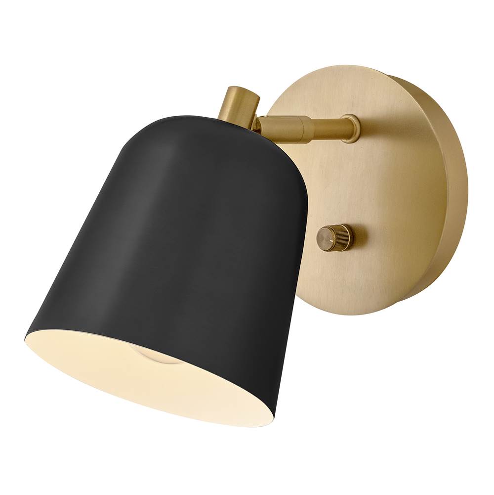 Lark 84460LCB-BK Lacquered Brass Small Single Light Plug-in Sconce Image 6