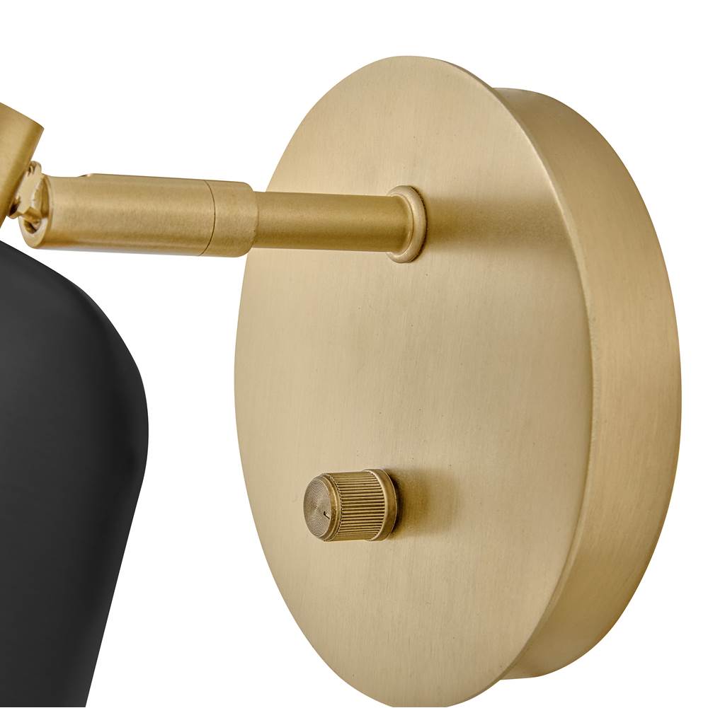 Lark 84460LCB-BK Lacquered Brass Small Single Light Plug-in Sconce Image 5