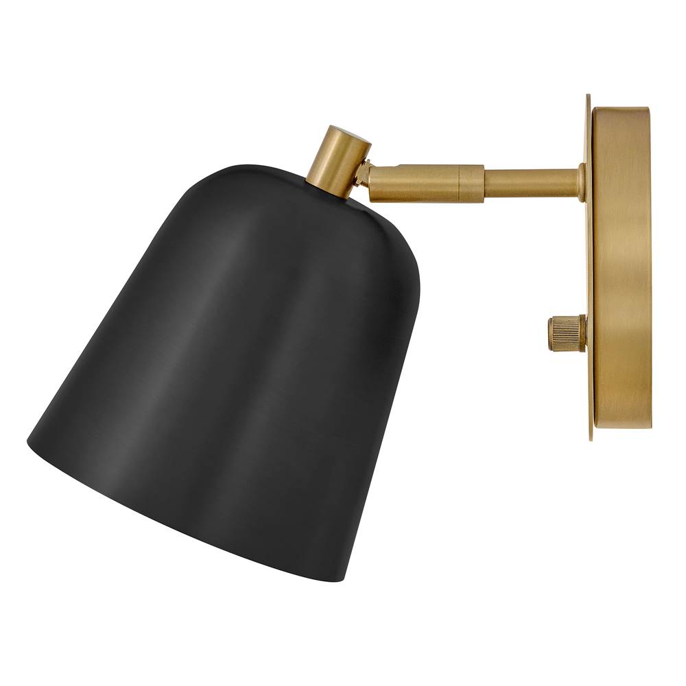 Lark 84460LCB-BK Lacquered Brass Small Single Light Plug-in Sconce Image 4