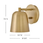 Lark 84460LCB Lacquered Brass Small Single Light Plug-in Sconce Image 2
