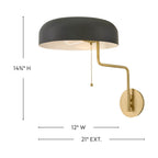 Lark 84480LCB-BK Lacquered Brass Medium Swing Arm Single Light Sconce Image 2